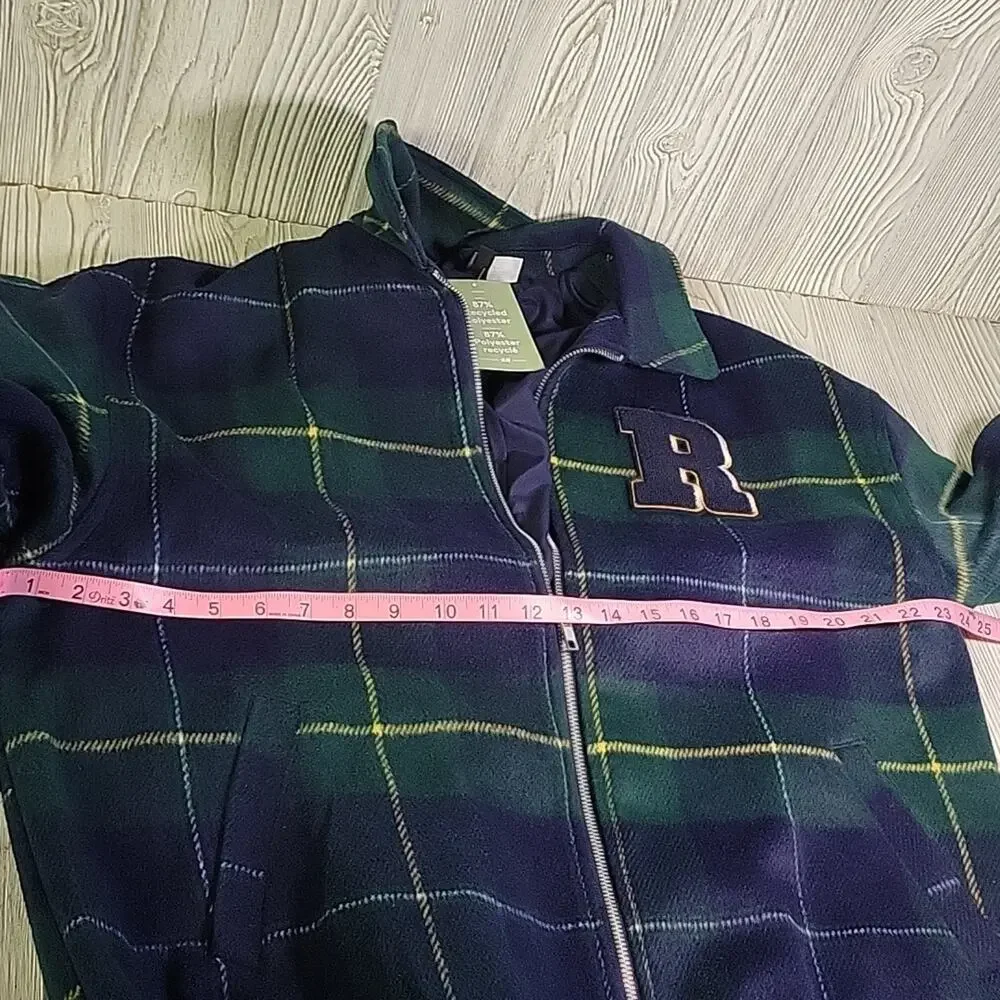 H&M Divided Boxy Unbeatable Letterman Plaid Jacket Womens Size Small NWT
